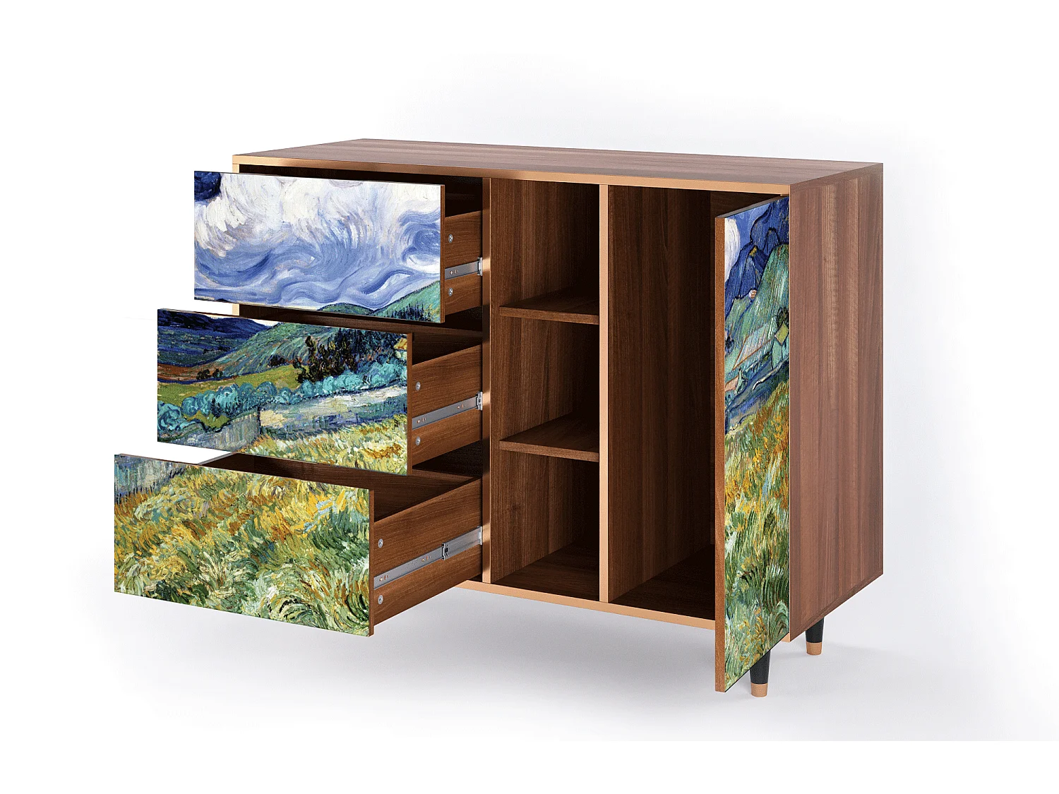 Dressoir - 125x98x48 cm - BS2 - Landscape, Walnoot