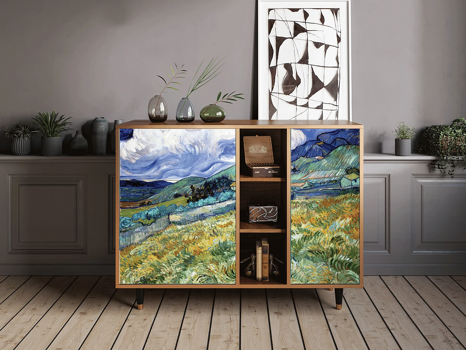 Kredens - 125x98x48 cm - BS2 - Landscape, Orzech