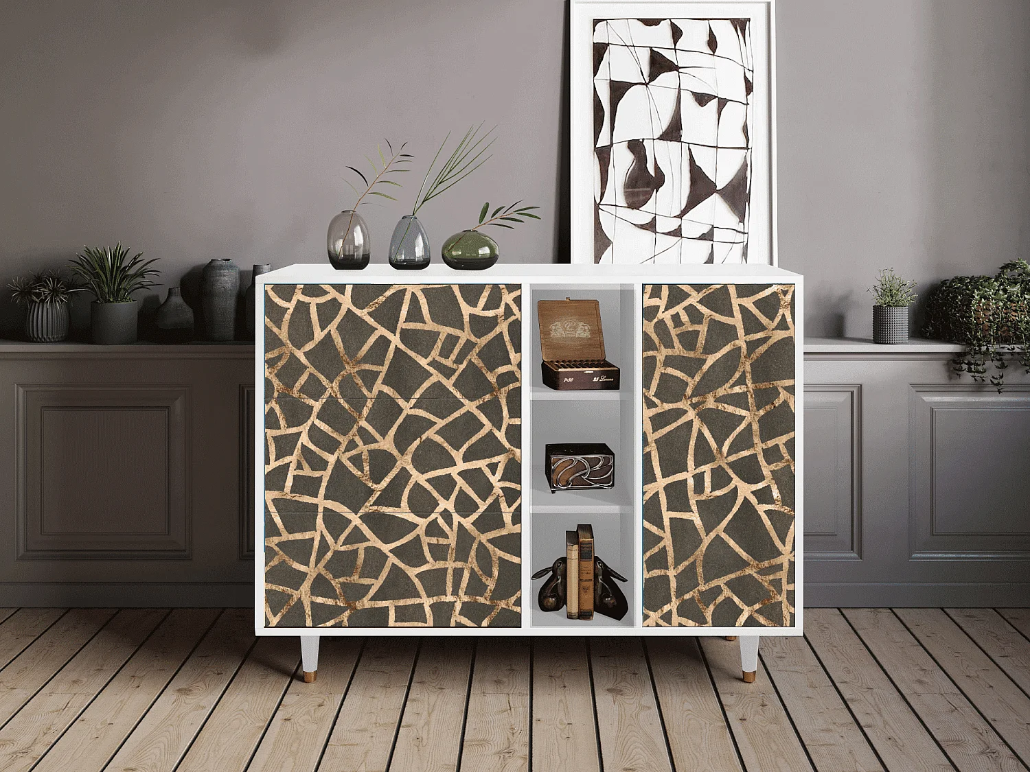 Buffet - 125x98x48 cm - BS2 - Enlarged Leaf, Blanc