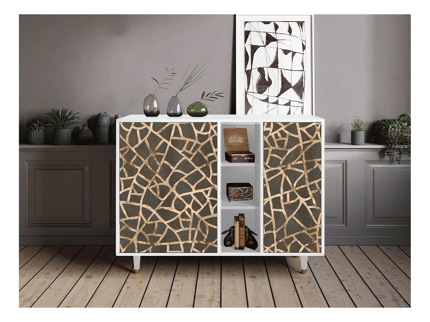 Buffet - 125x98x48 cm - BS2 - Enlarged Leaf, Blanc