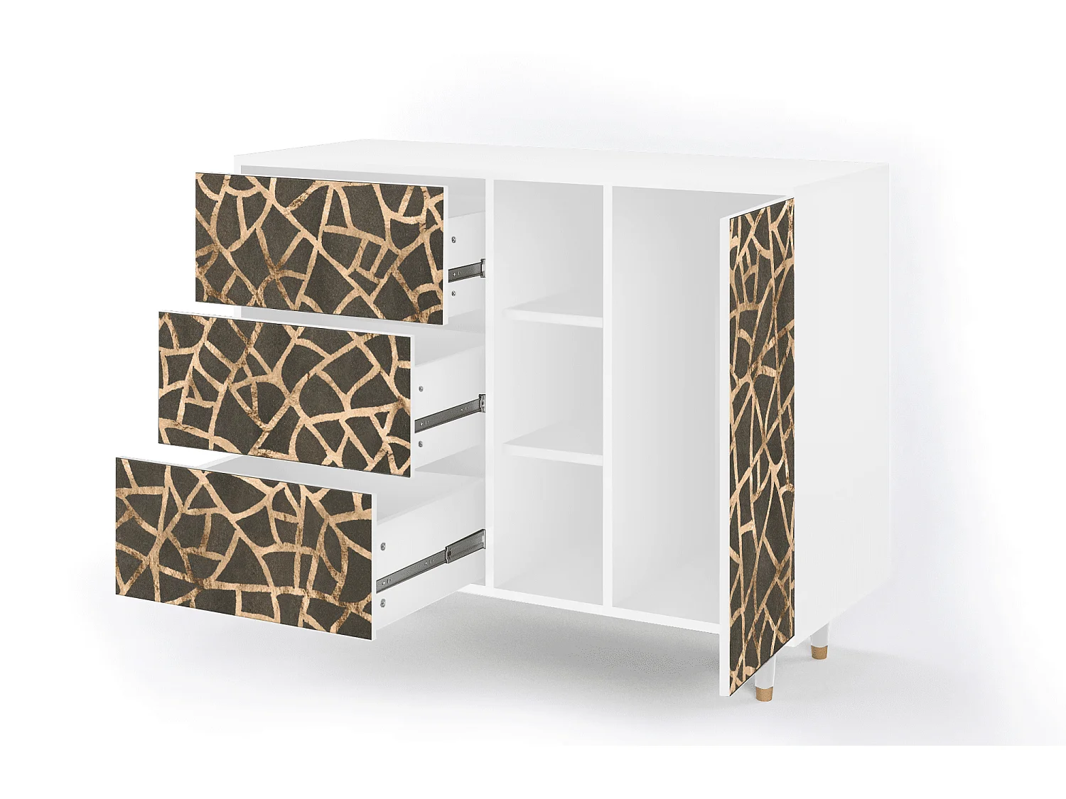 Kredens - 125x98x48 cm - BS2 - Enlarged Leaf, Biały