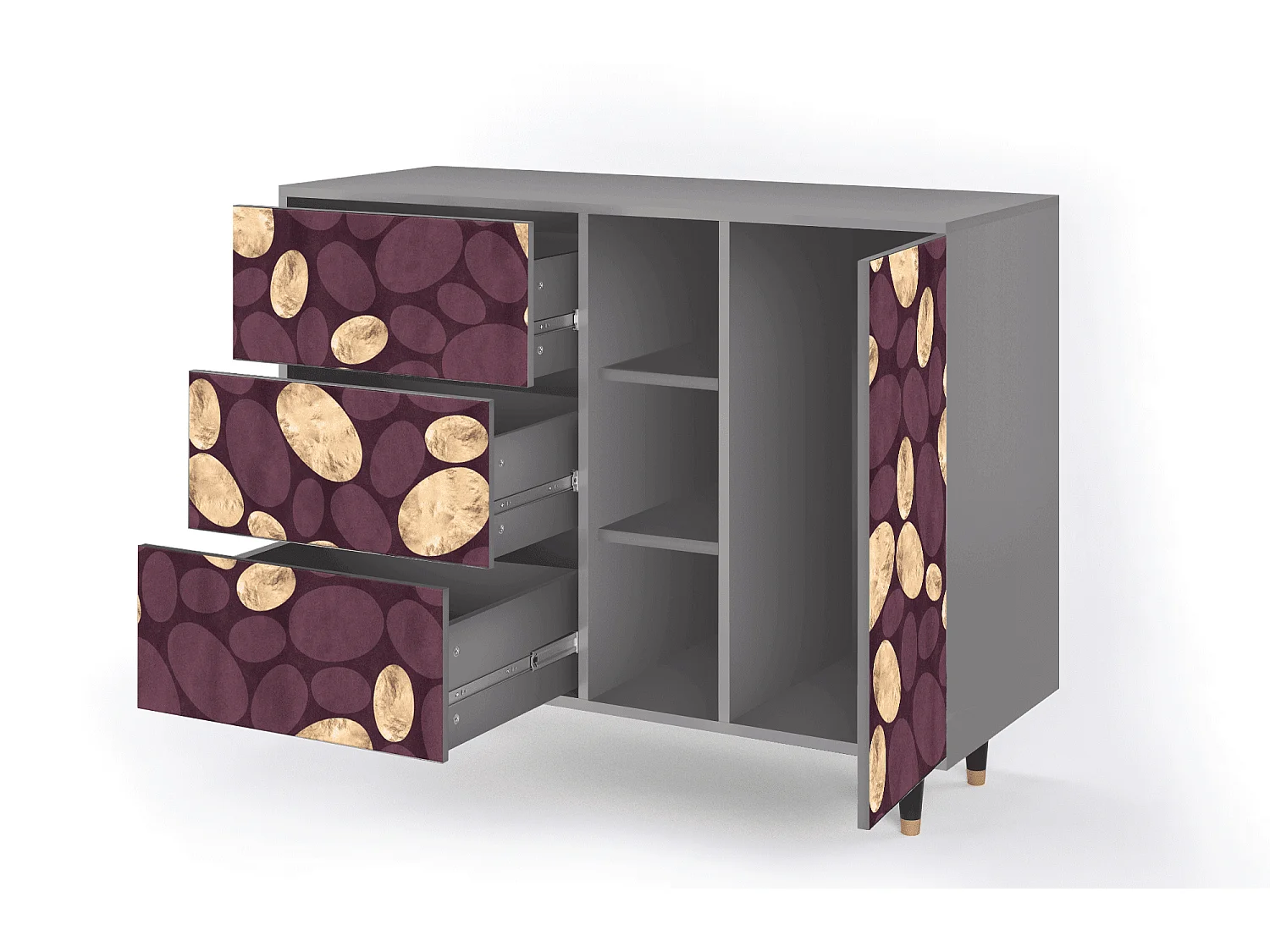 Aparador - 125x98x48 cm - BS2 - Fine Wine, Cinza