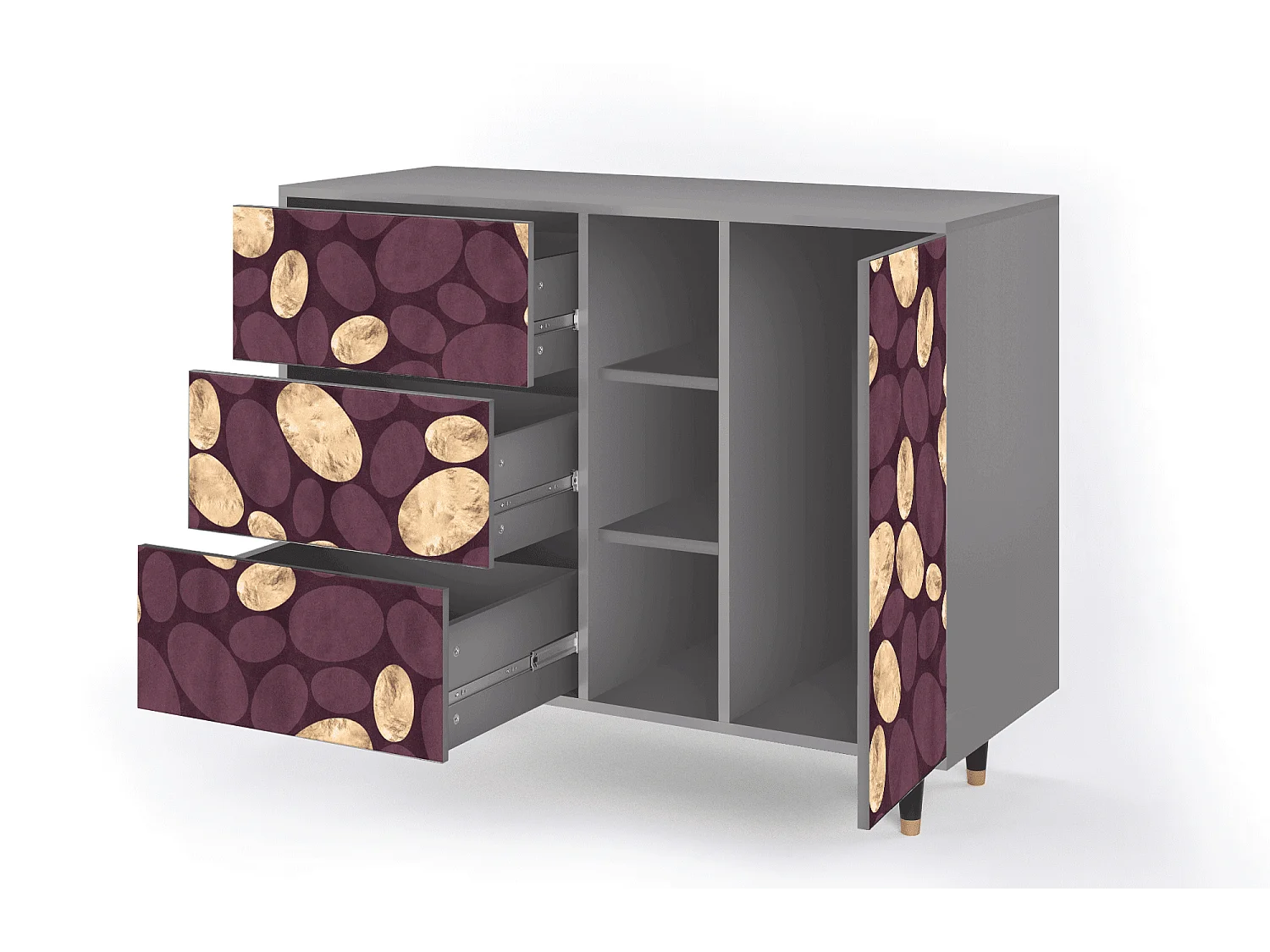 Buffet - 125x98x48 cm - BS2 - Fine Wine, Gris