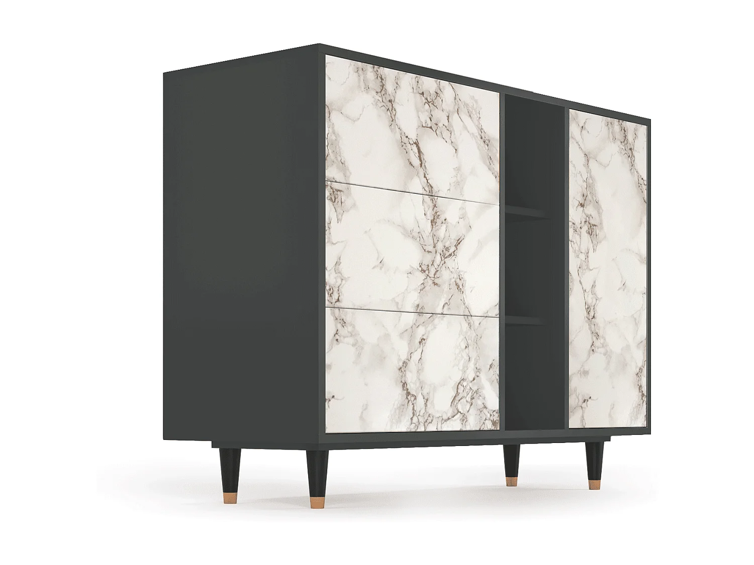 Buffet - 125x98x48 cm - BS2 - Milk Marble, Noyer
