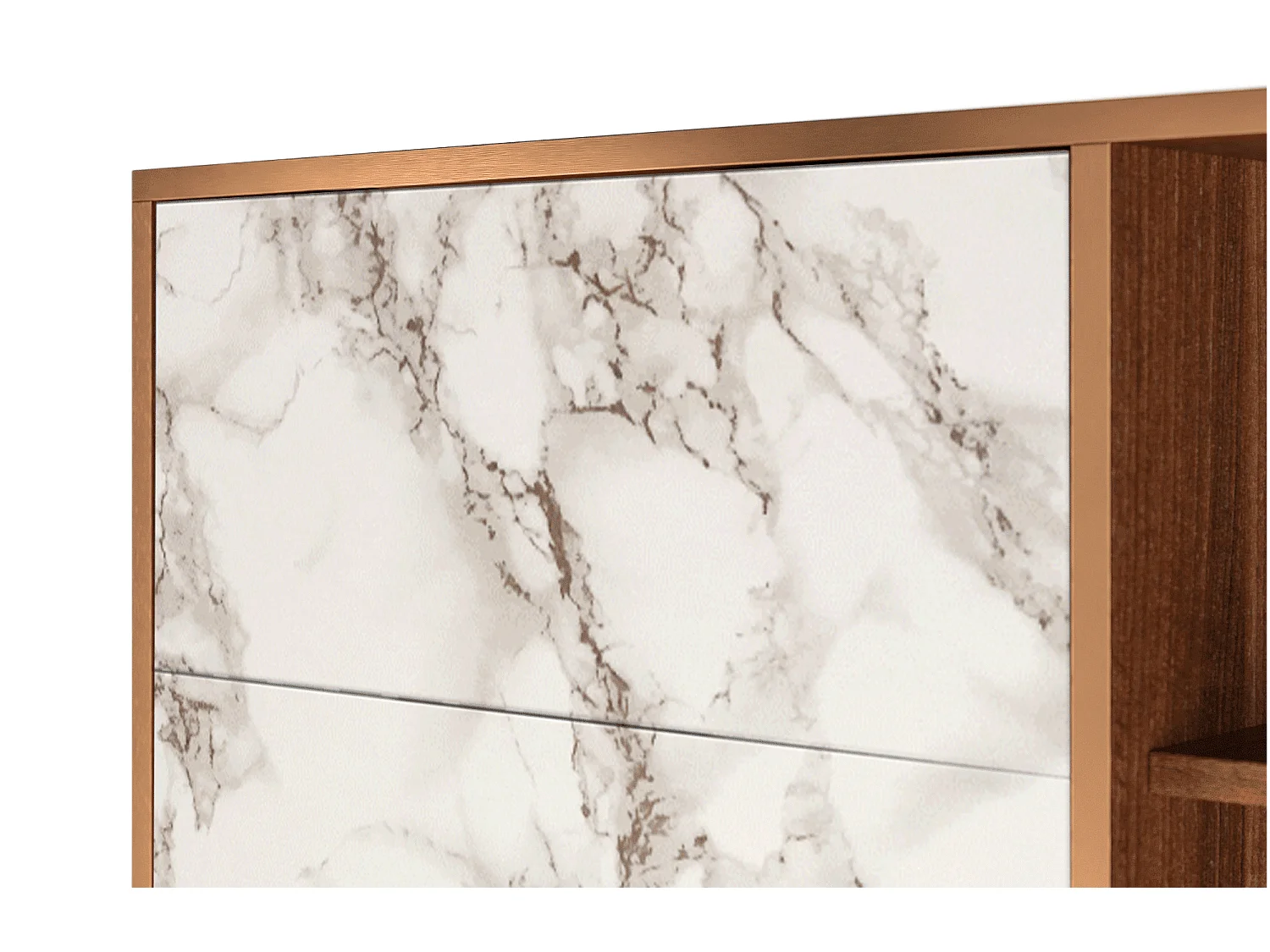 Buffet - 125x98x48 cm - BS2 - Milk Marble, Noyer