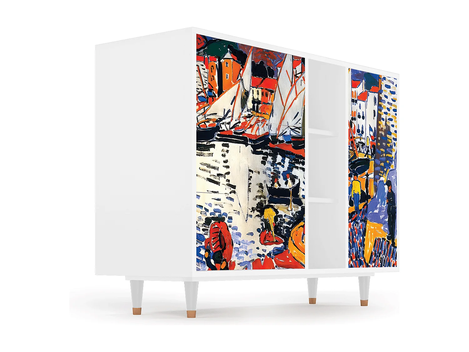 Aparador - 125x98x48 cm - BS2 - Le Séchage des voiles , Blanco