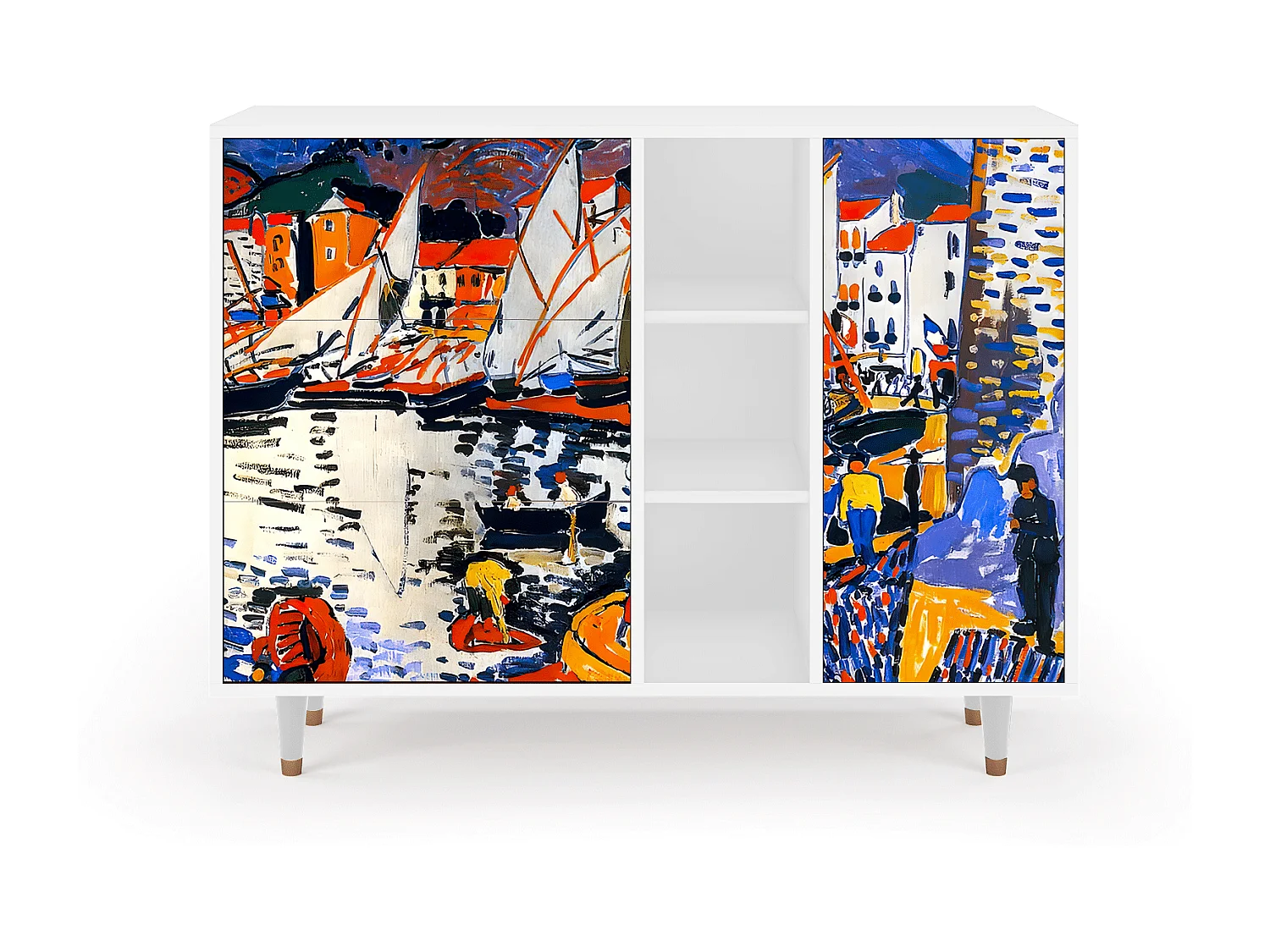 Buffet - 125x98x48 cm - BS2 - Le Séchage des voiles , Blanc