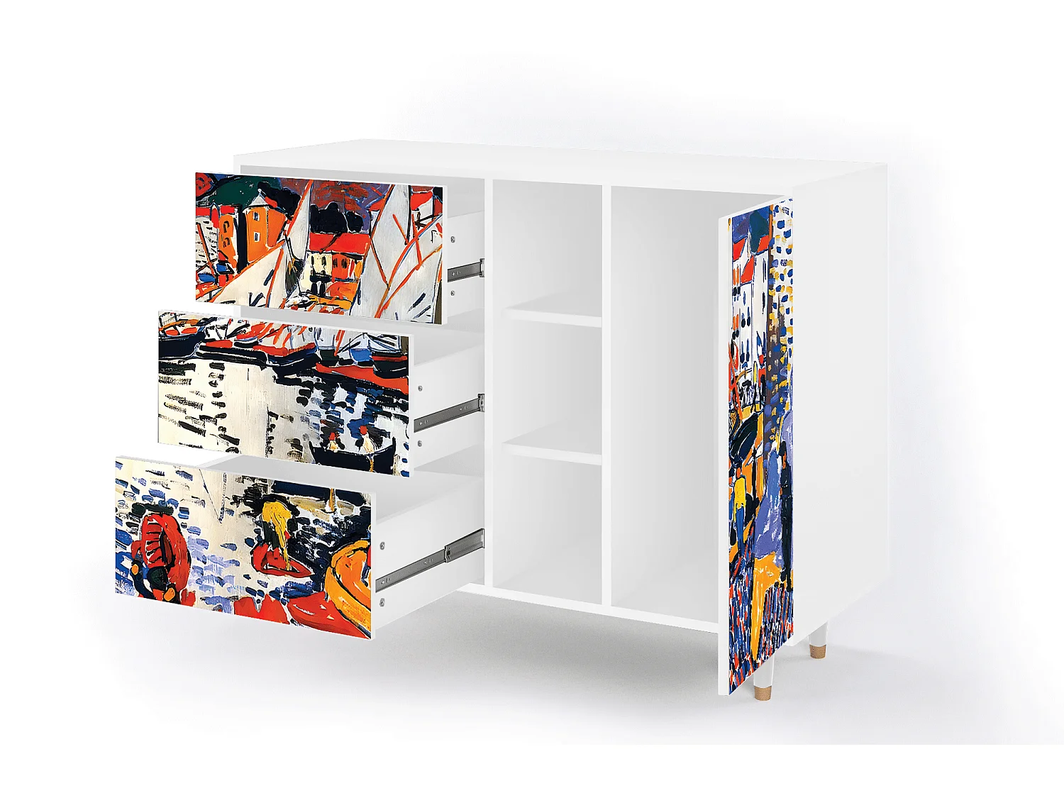 Buffet - 125x98x48 cm - BS2 - Le Séchage des voiles , Blanc