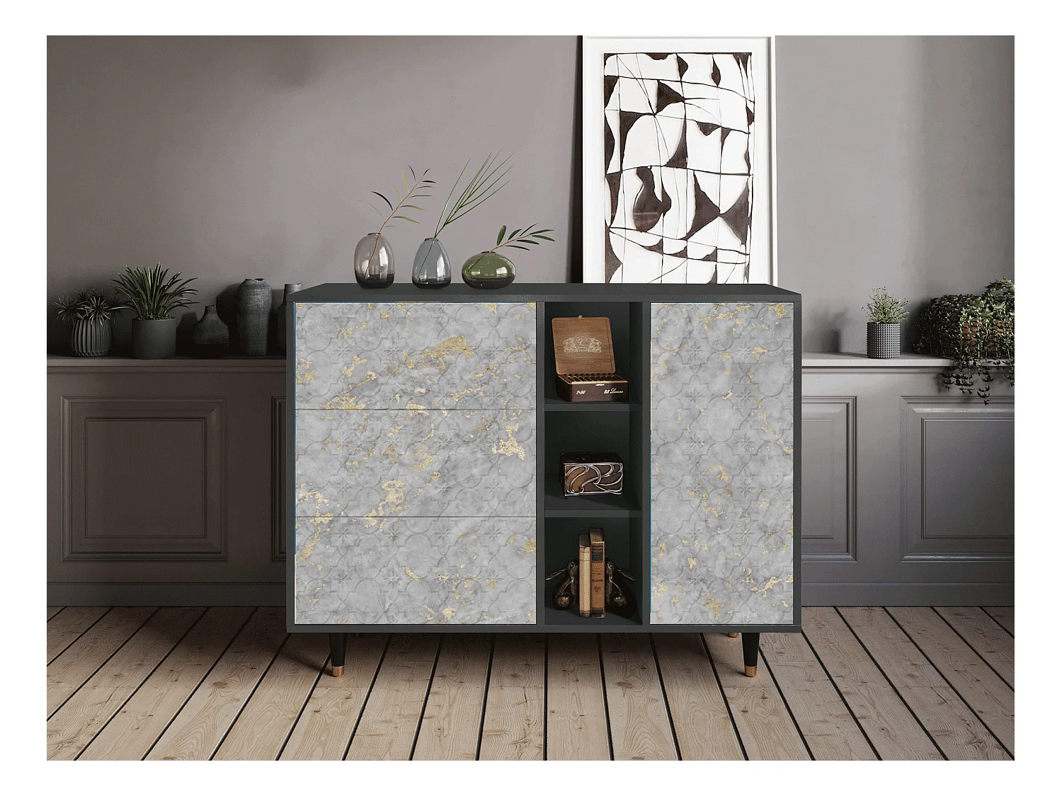 Dressoir - 125x98x48 cm - BS2 - Mariana Trench, Antraciet