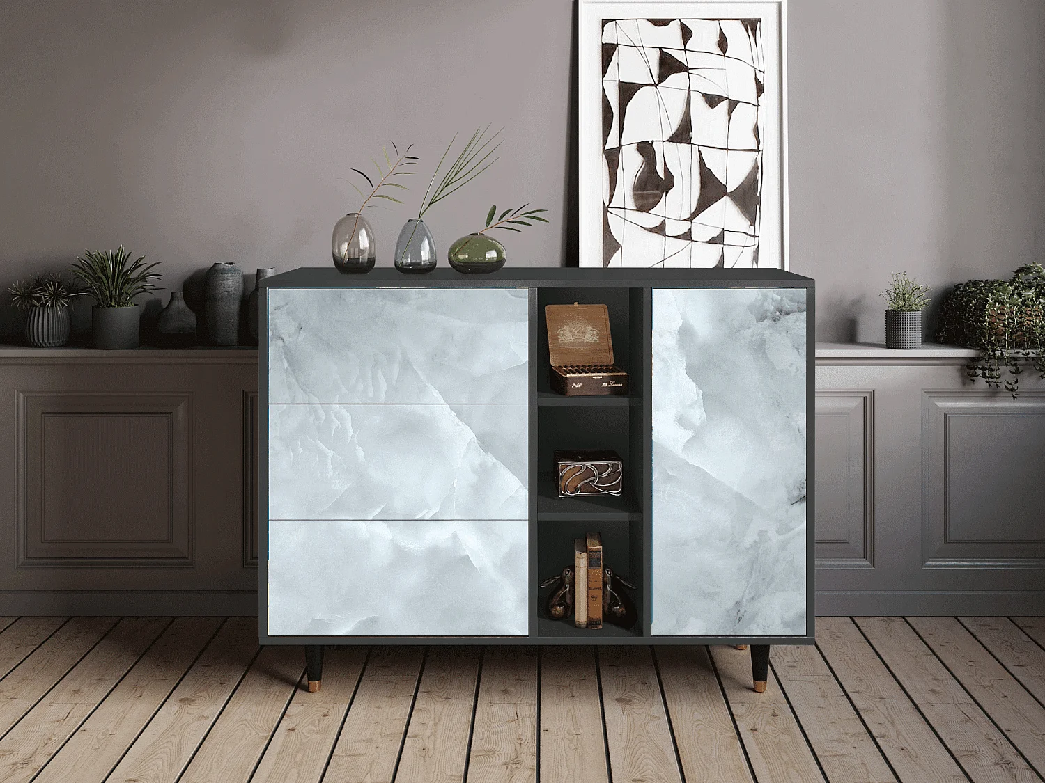 Buffet - 125x98x48 cm - BS2 - The Onyx, Anthracite