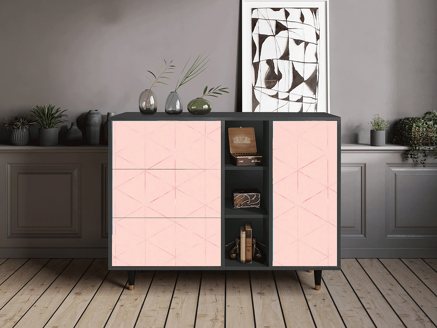 Buffet - 125x98x48 cm - BS2 - Rose Quartz, Anthracite