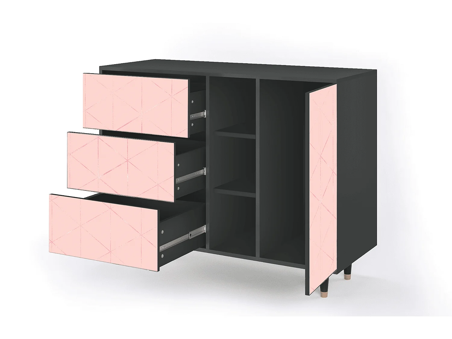 Buffet - 125x98x48 cm - BS2 - Rose Quartz, Anthracite