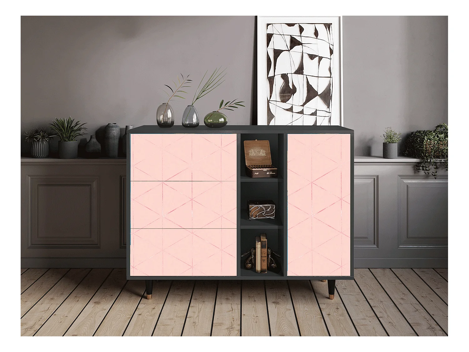 Credenza - 125x98x48 cm - BS2 - Rose Quartz, Antracite