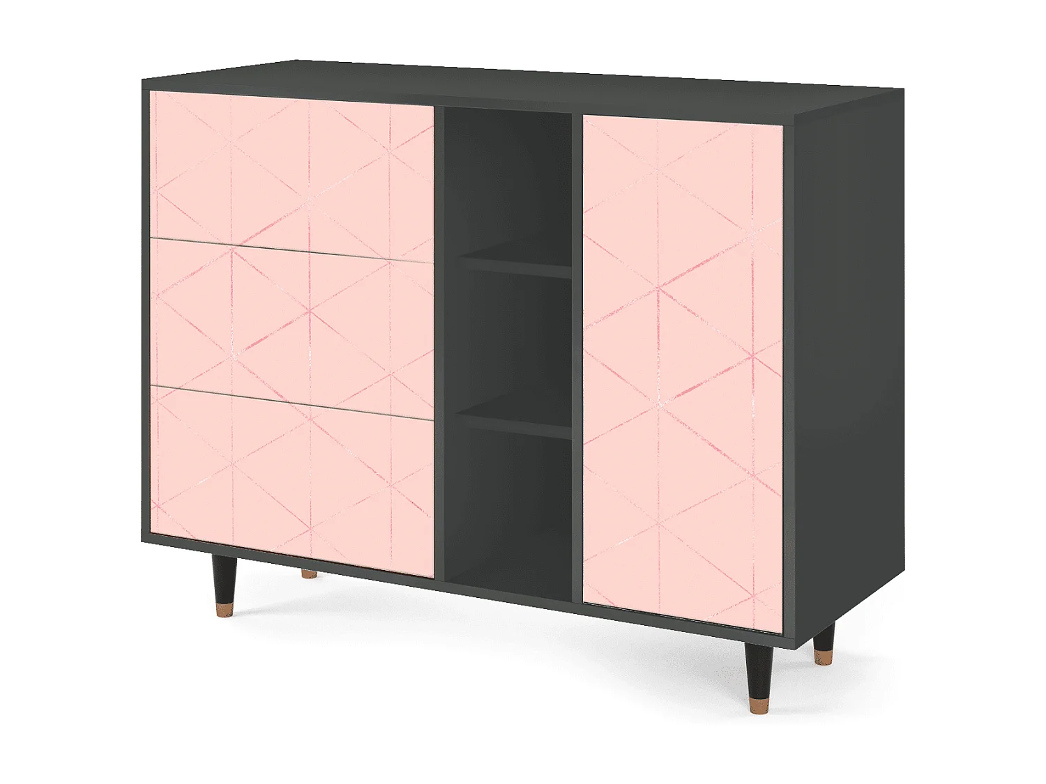 Sideboard - 125x98x48 cm - BS2 - Rose Quartz, Anthrazit