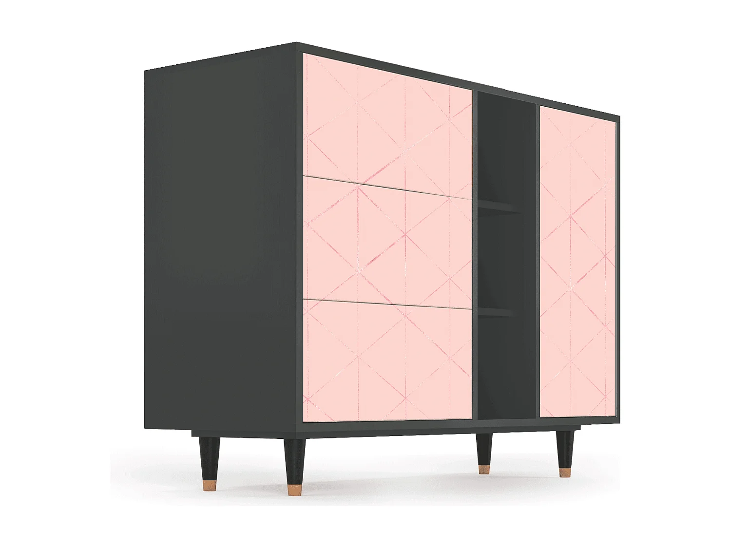 Buffet - 125x98x48 cm - BS2 - Rose Quartz, Anthracite