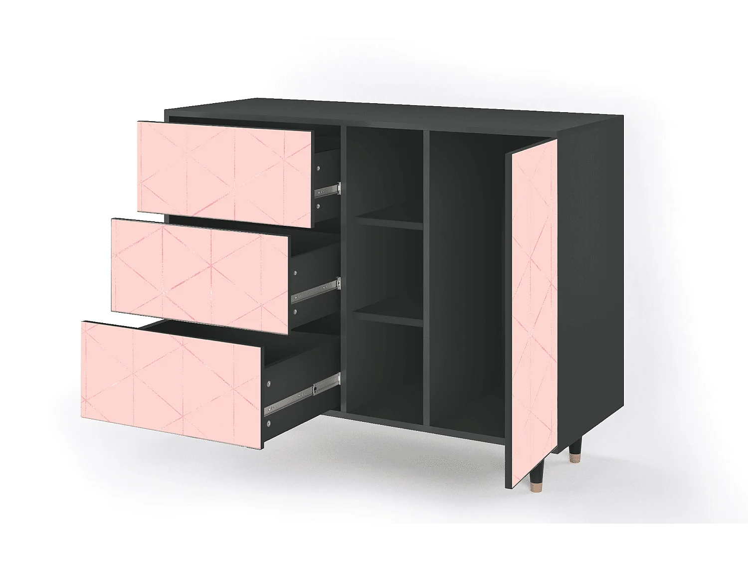 Buffet - 125x98x48 cm - BS2 - Rose Quartz, Anthracite