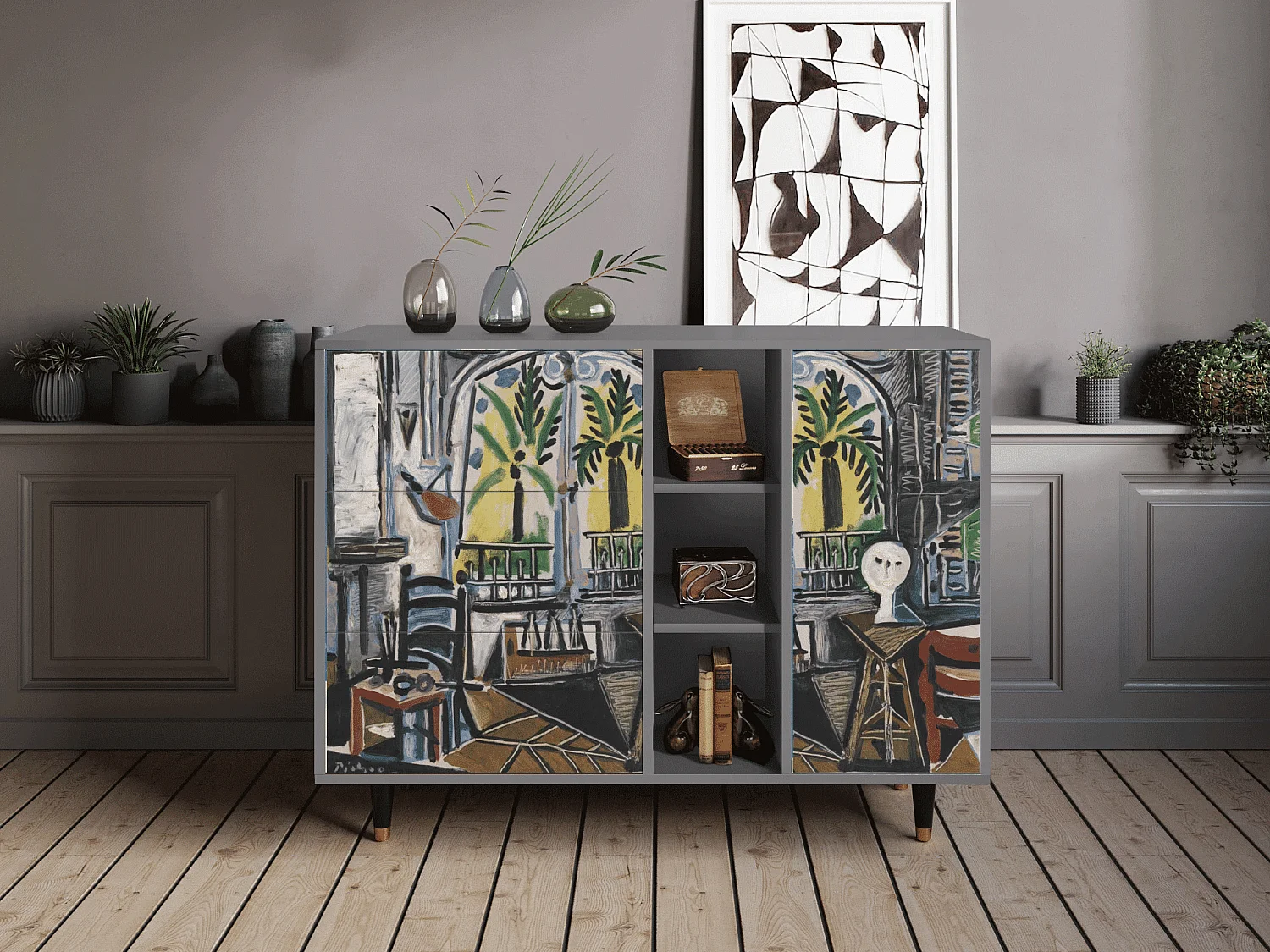 Aparador - 125x98x48 cm - BS2 - The Studio , Cinza