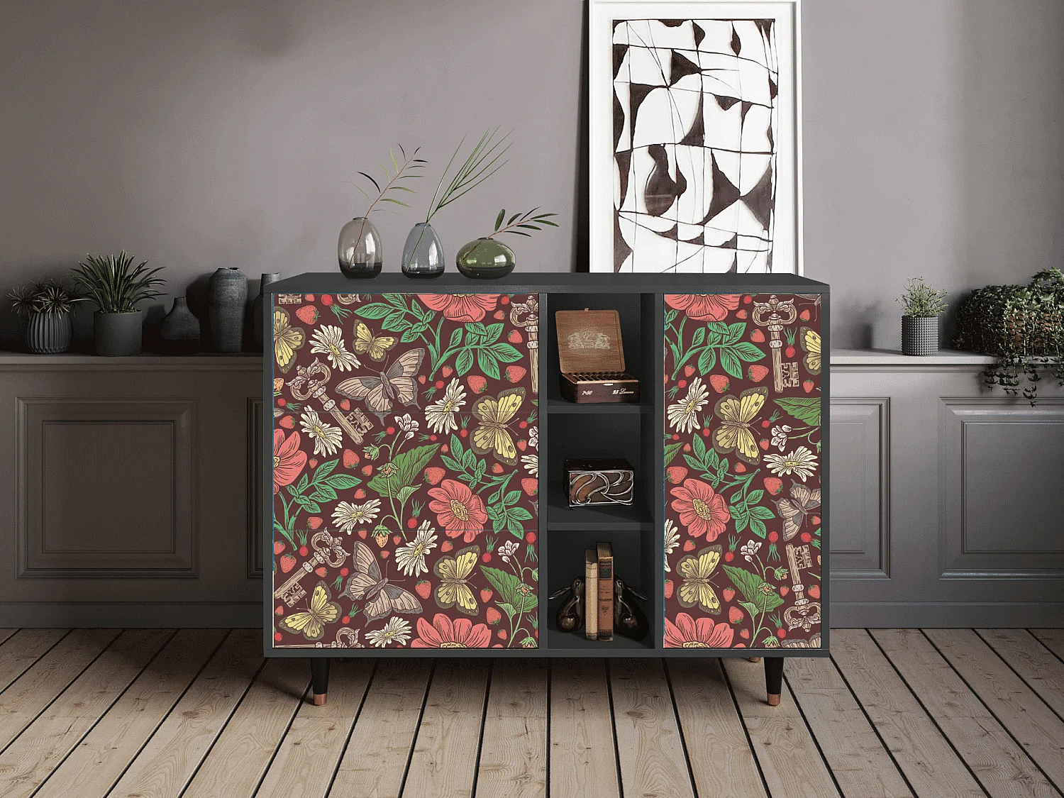 Buffet - 125x98x48 cm - BS2 - Alice in Wonderland, Anthracite