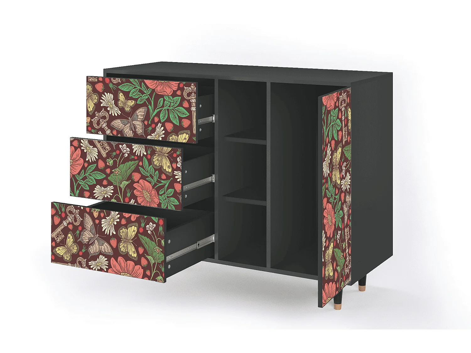 Buffet - 125x98x48 cm - BS2 - Alice in Wonderland, Anthracite