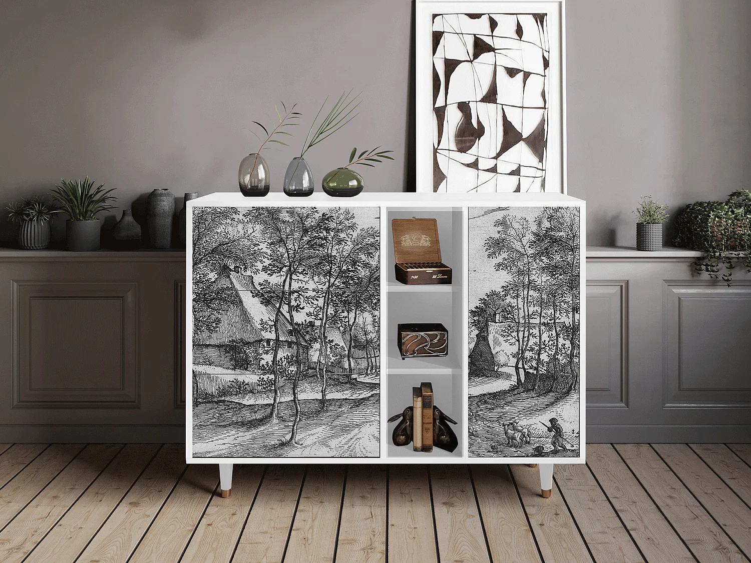 Buffet - 125x98x48 cm - BS2 - Village Road, Blanc