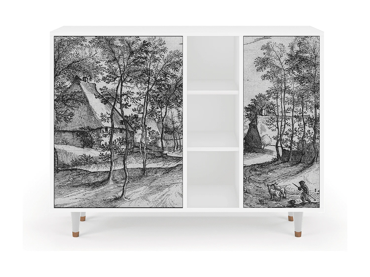 Buffet - 125x98x48 cm - BS2 - Village Road, Blanc
