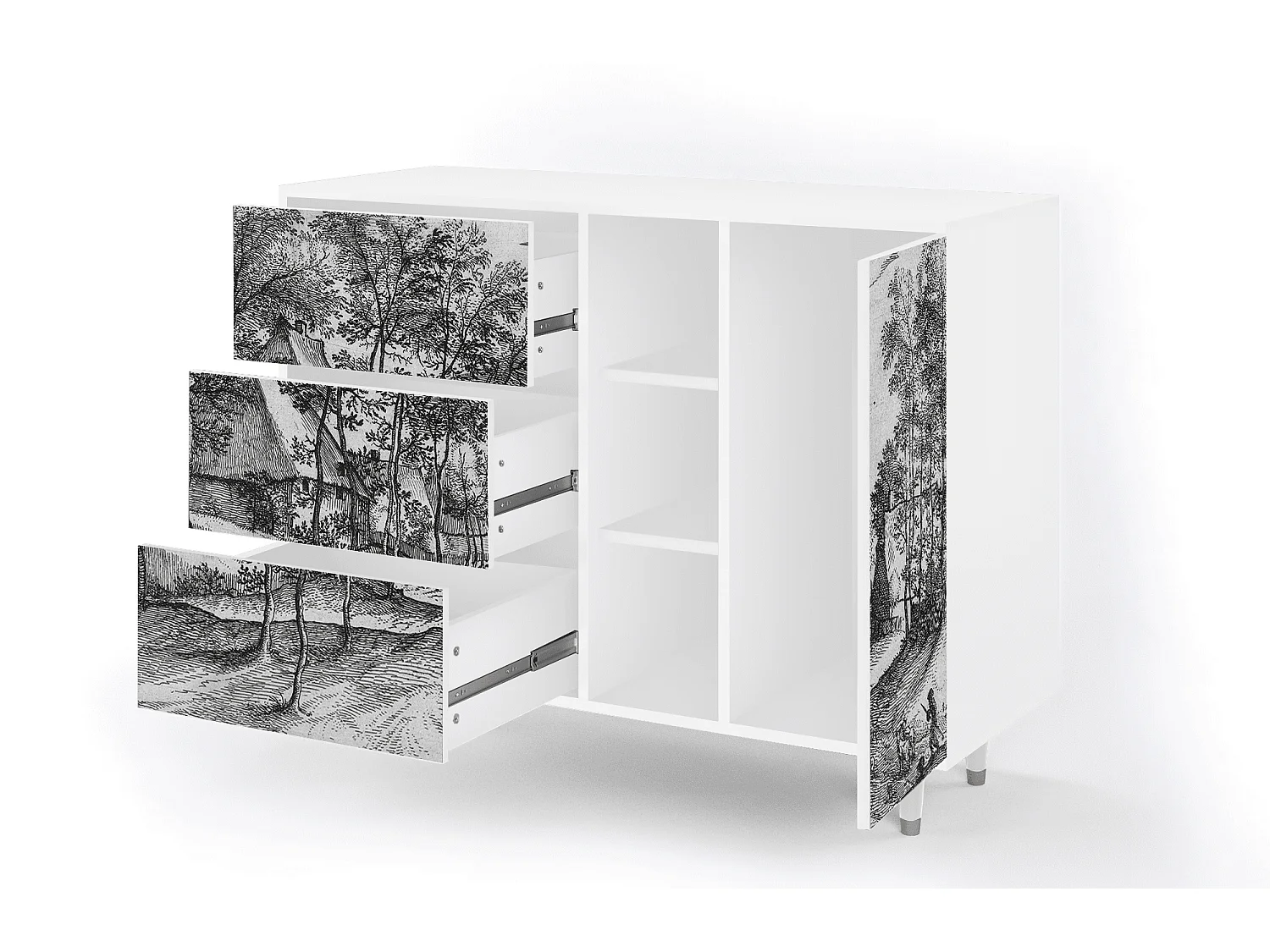 Buffet - 125x98x48 cm - BS2 - Village Road, Blanc