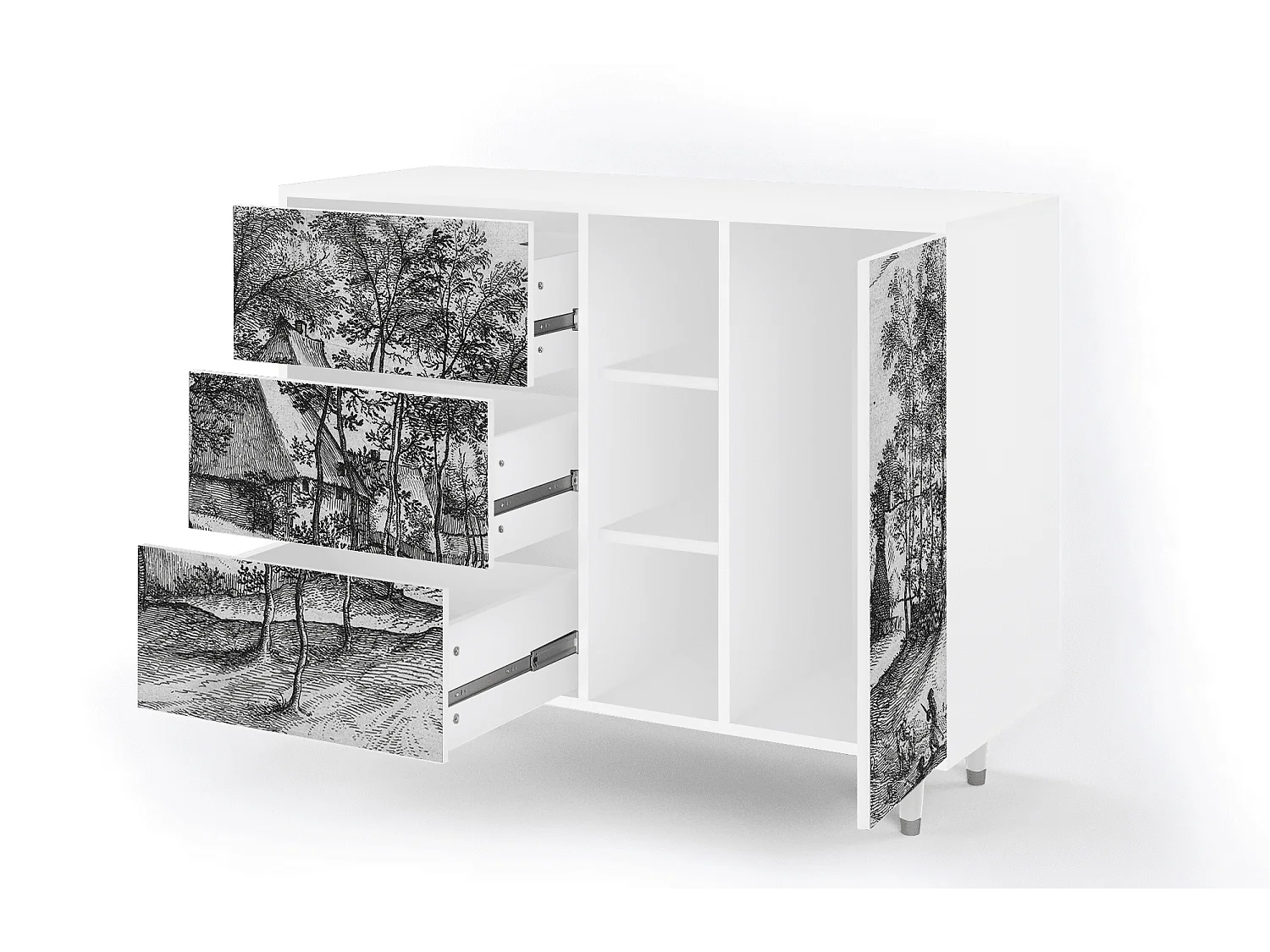 Kredens - 125x98x48 cm - BS2 - Village Road, Biały