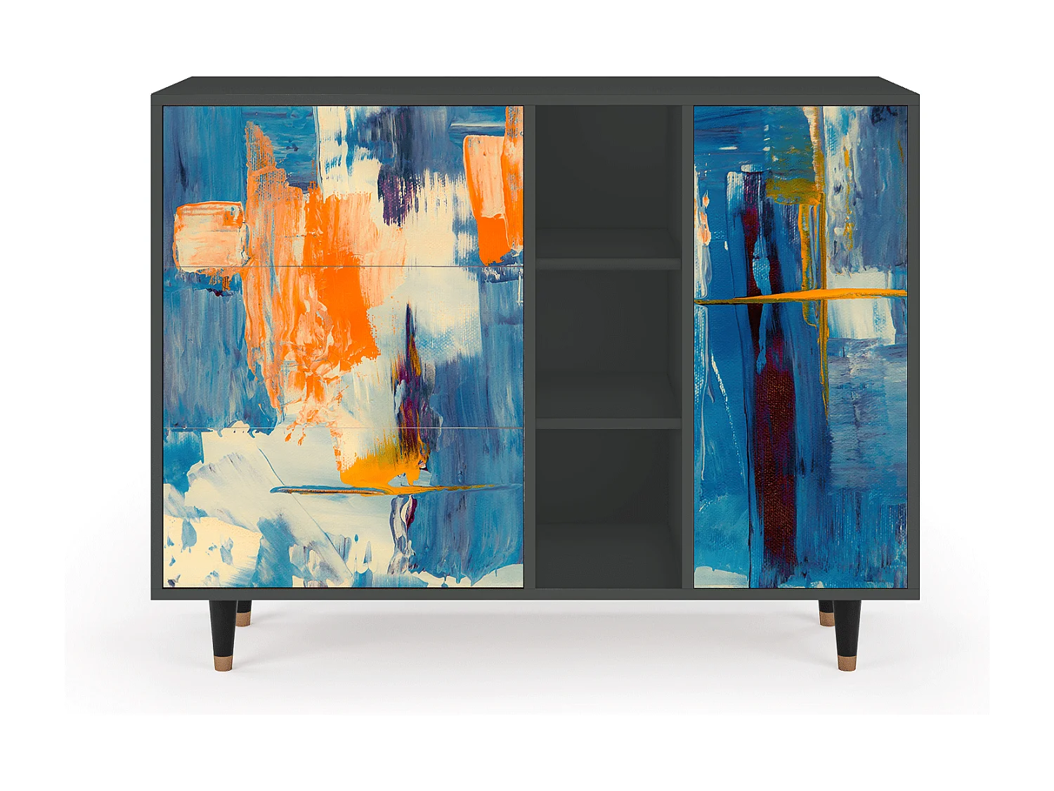 Kredens - 125x98x48 cm - BS2 - Abstract Expressionism, Antracyt