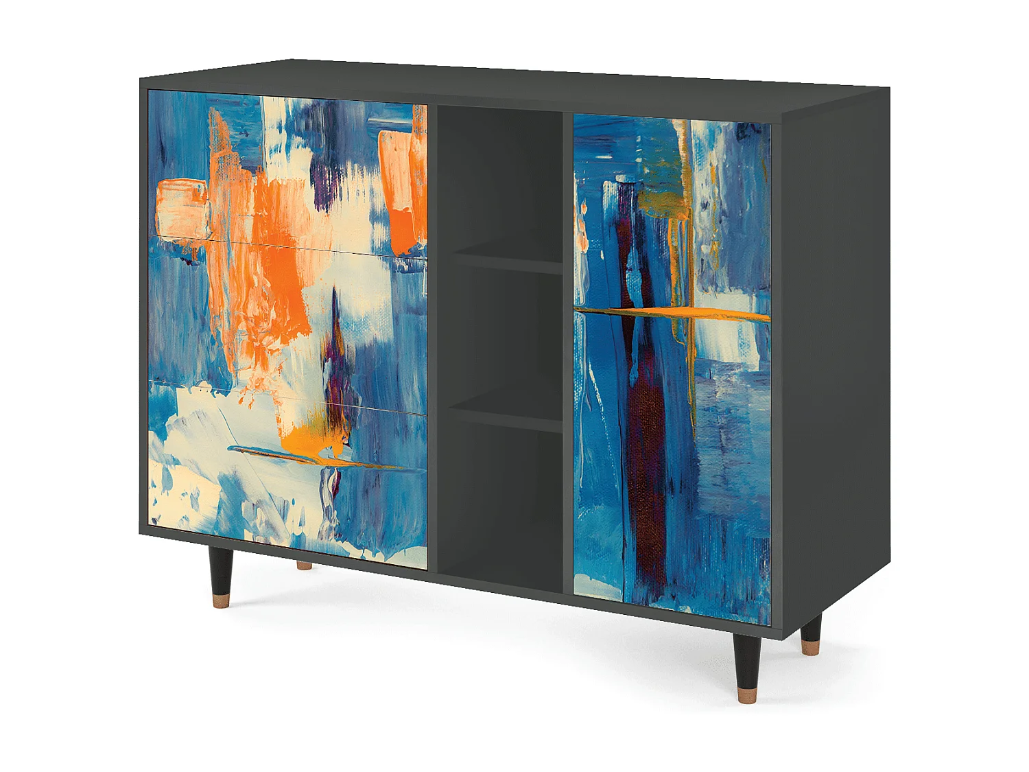 Kredens - 125x98x48 cm - BS2 - Abstract Expressionism, Antracyt