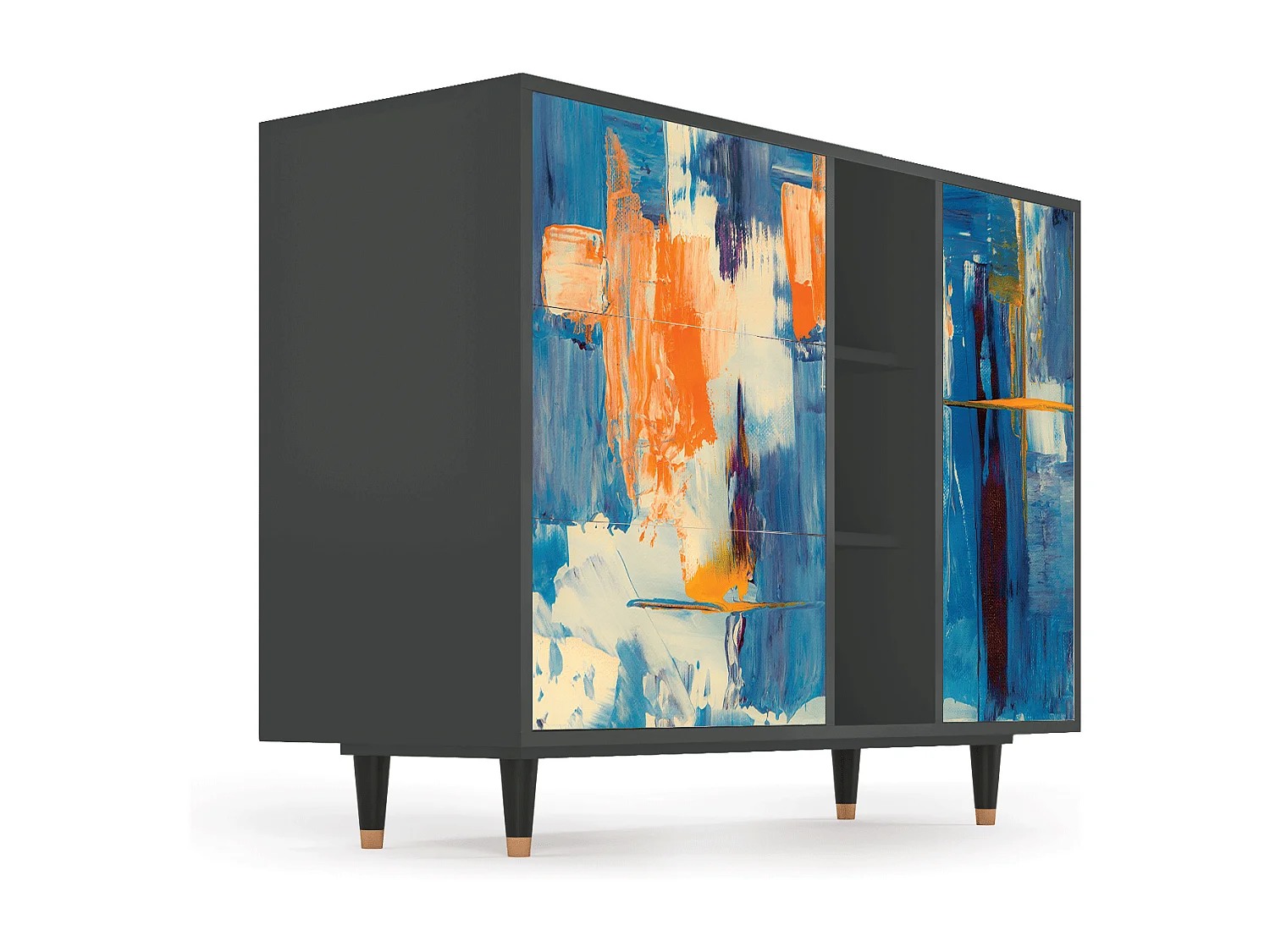 Kredens - 125x98x48 cm - BS2 - Abstract Expressionism, Antracyt