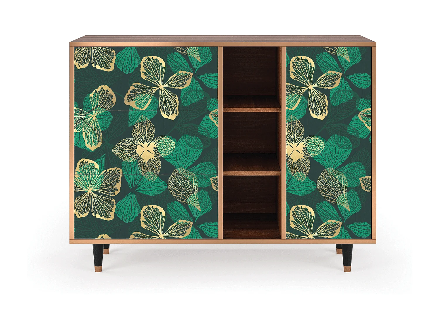 Kredens - 125x98x48 cm - BS2 - Green Flower, Orzech