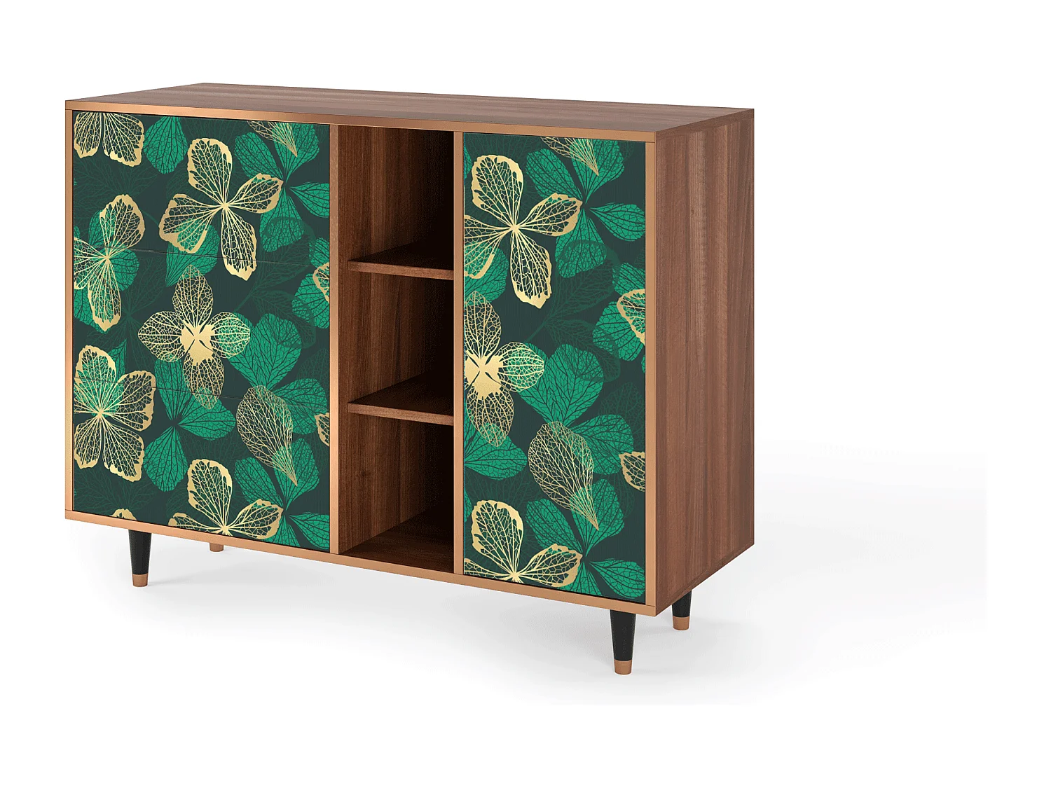 Kredens - 125x98x48 cm - BS2 - Green Flower, Orzech