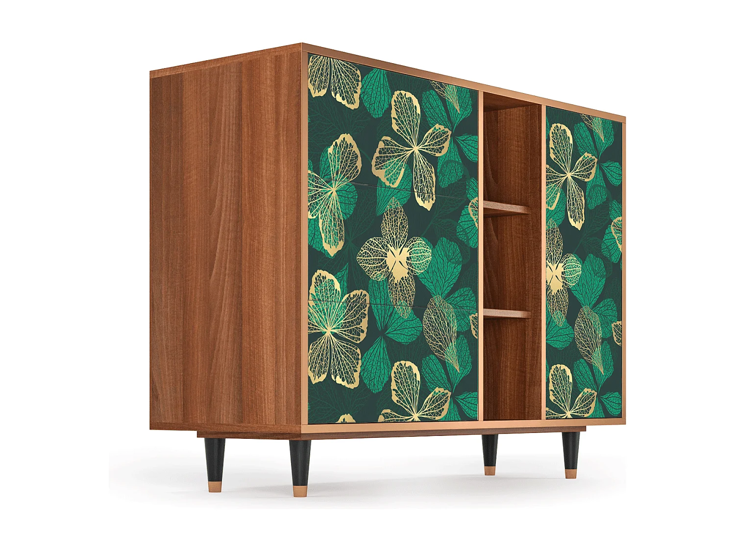 Credenza - 125x98x48 cm - BS2 - Green Flower, Noce