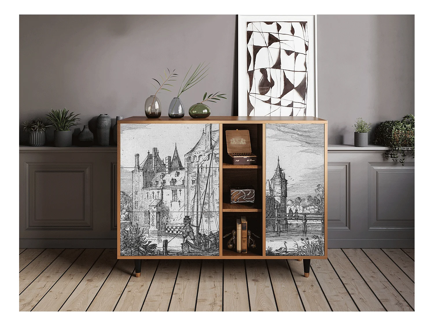 Credenza - 125x98x48 cm - BS2 - Castle by Breugel, Noce