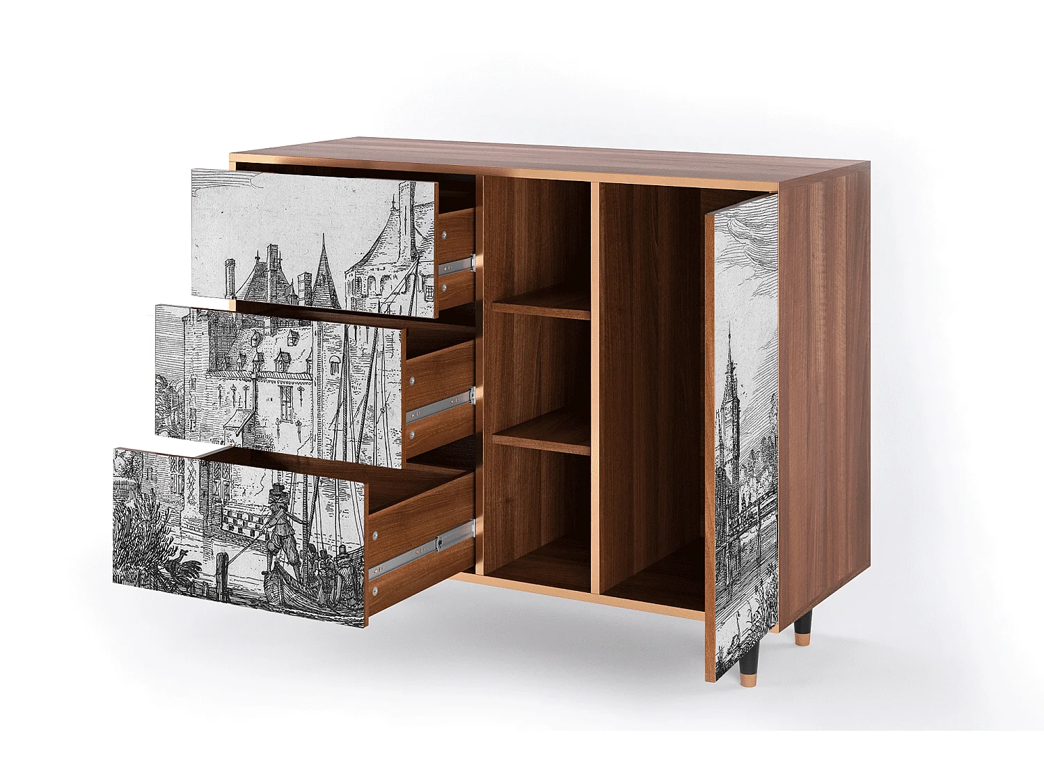 Buffet - 125x98x48 cm - BS2 - Castle by Breugel, Noyer