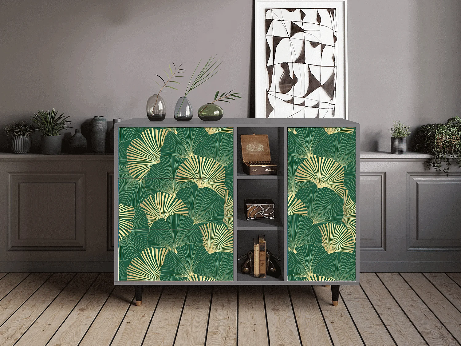 Credenza - 125x98x48 cm - BS2 - Gold Ginkgo, Grigio