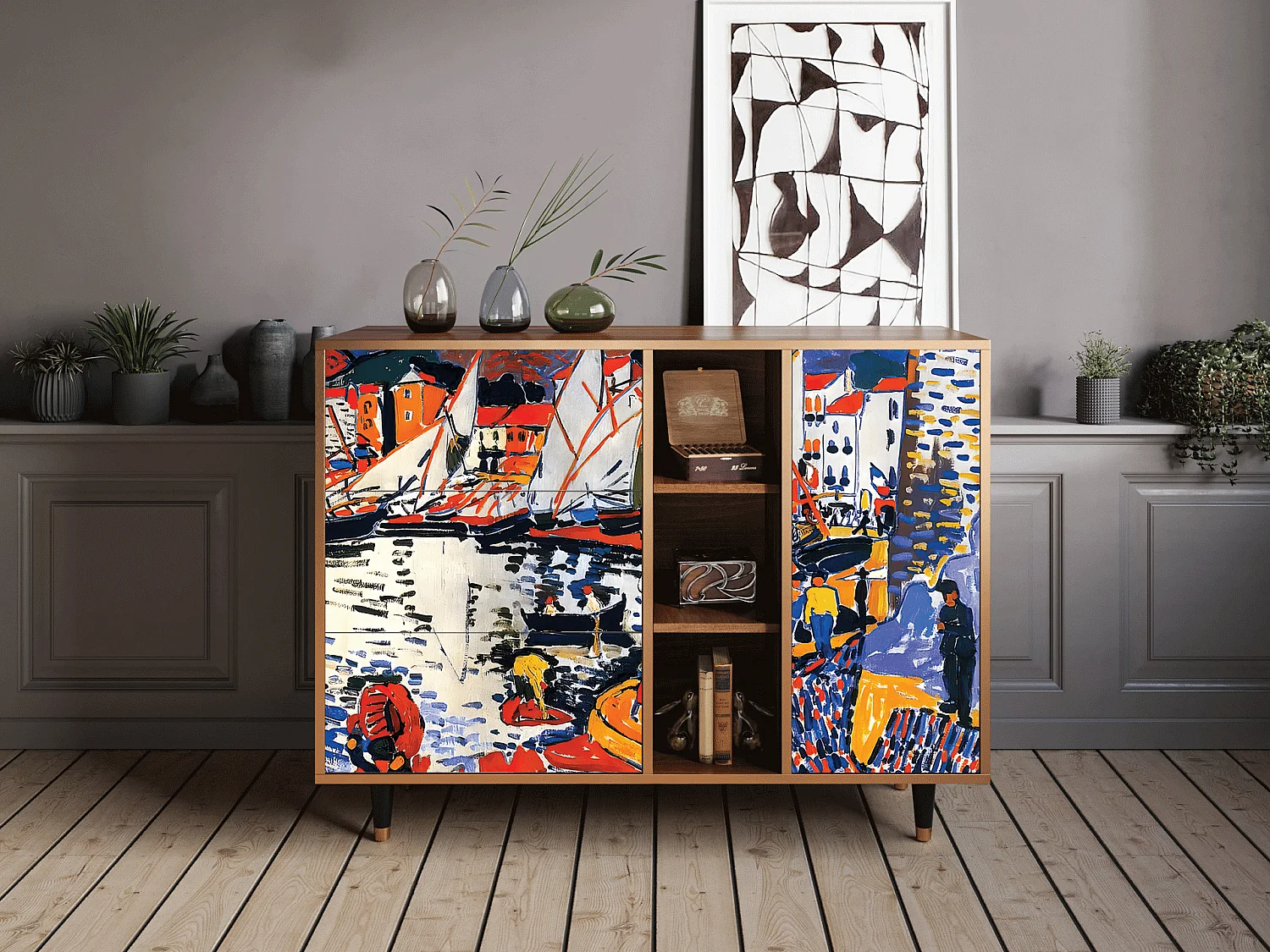 Credenza - 125x98x48 cm - BS2 - Le Séchage des voiles , Noce