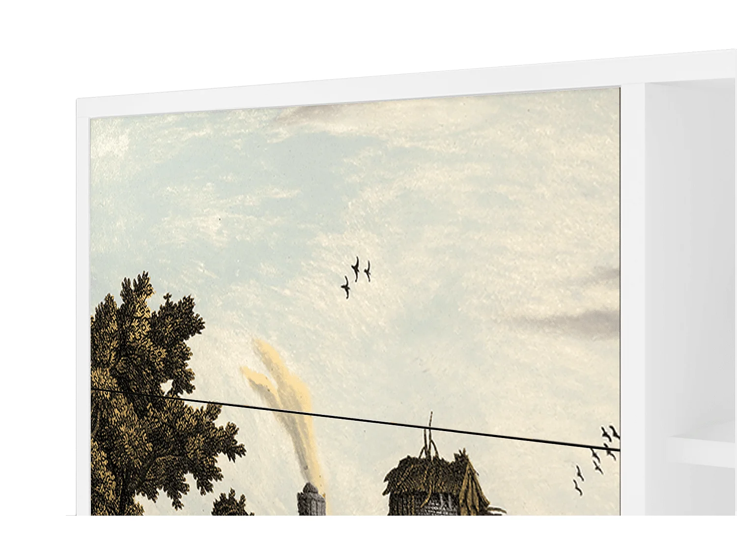 Kredens - 125x98x48 cm - BS2 - Mill along a River, Biały