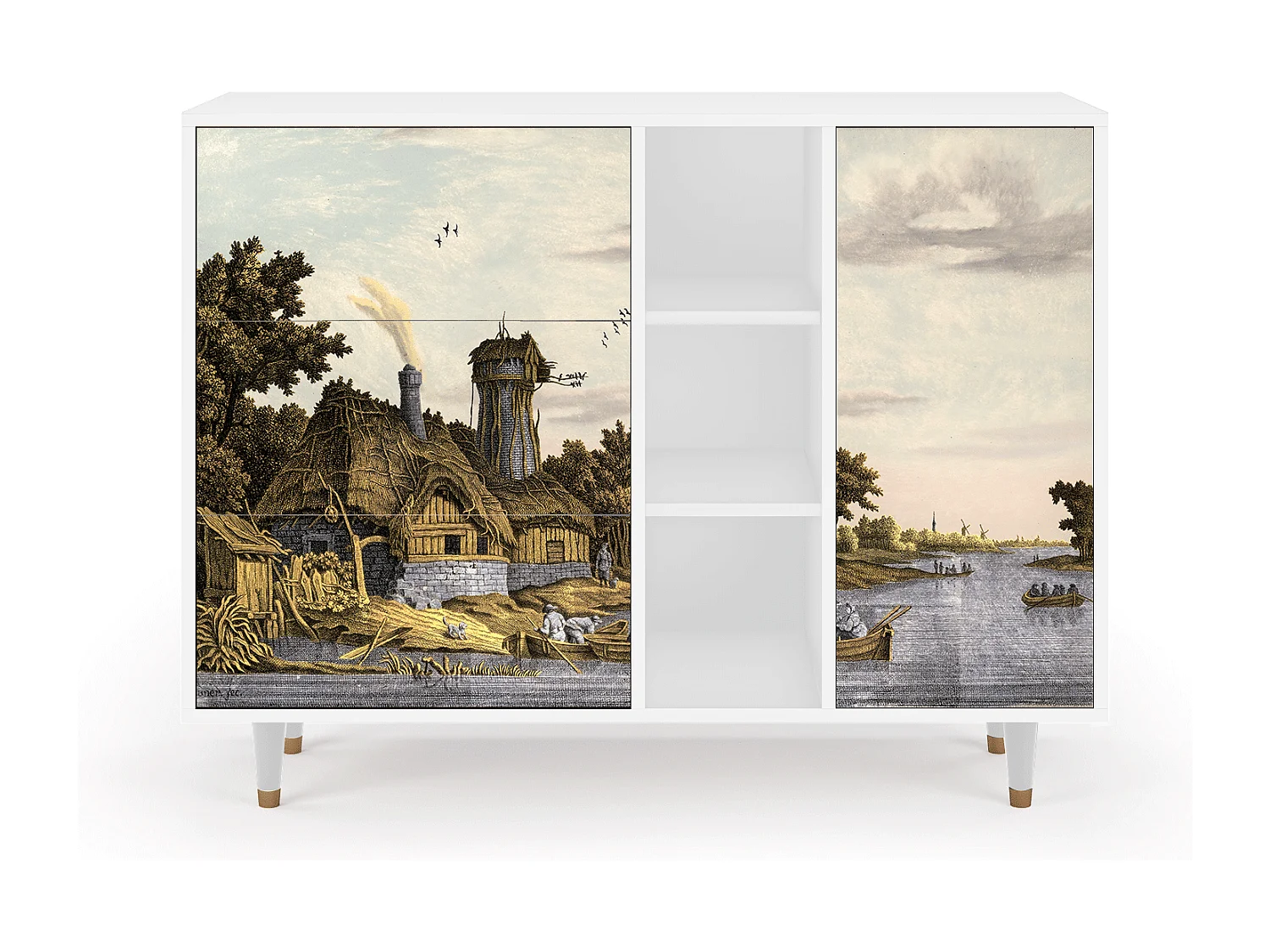 Buffet - 125x98x48 cm - BS2 - Mill along a River, Blanc