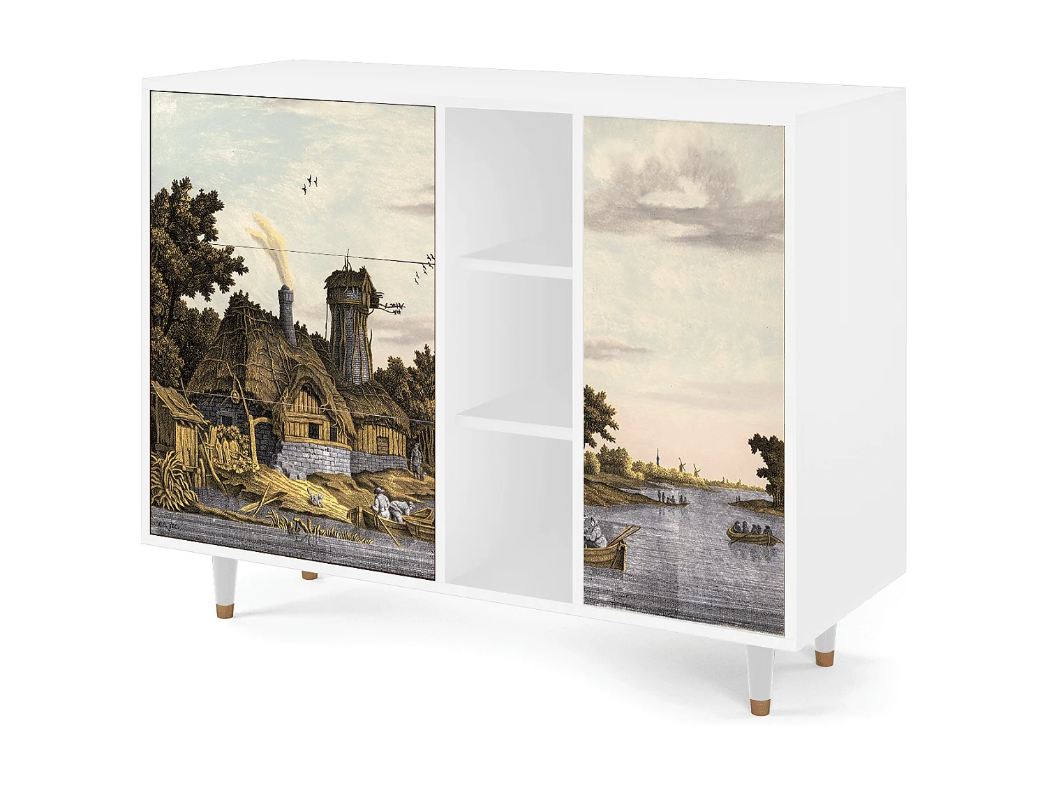 Buffet - 125x98x48 cm - BS2 - Mill along a River, Blanc