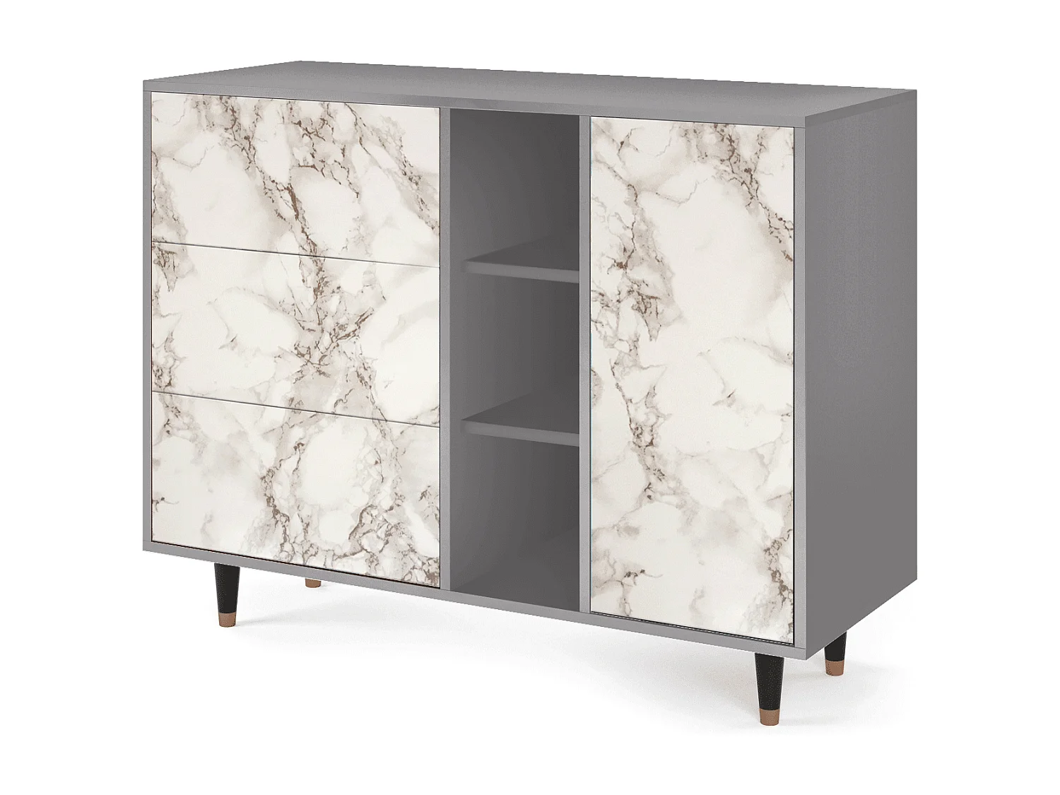 Buffet - 125x98x48 cm - BS2 - Milk Marble, Gris
