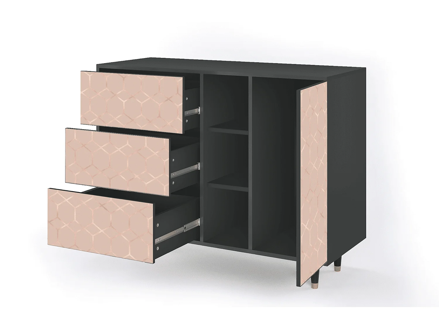 Credenza - 125x98x48 cm - BS2 - Rose Honeycomb, Antracite