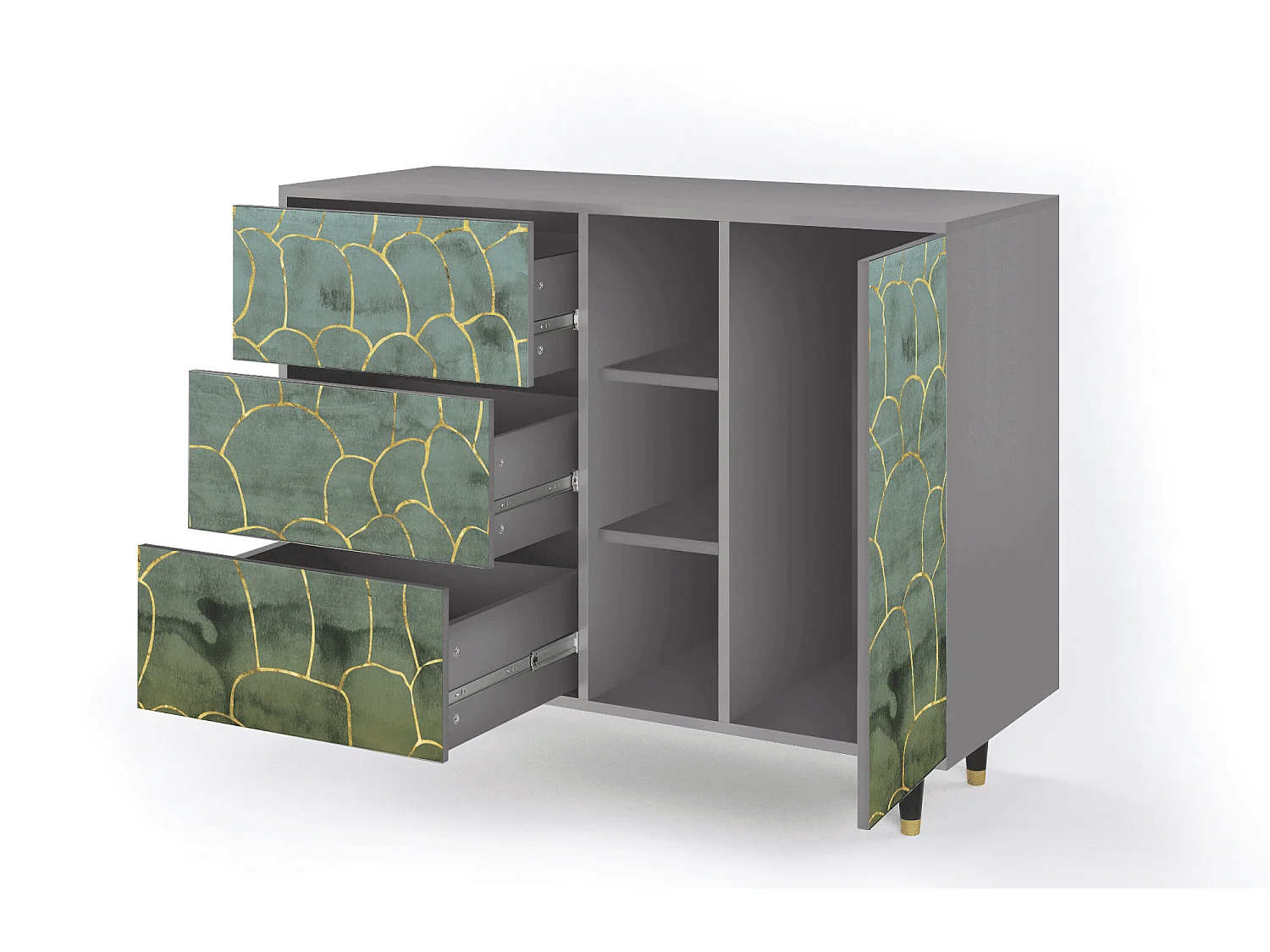 Buffet - 125x98x48 cm - BS2 - Magnificent Water Lily, Gris