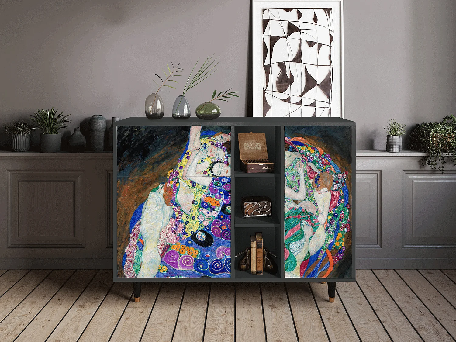 Kredens - 125x98x48 cm - BS2 - The Maiden by Klimt, Antracyt