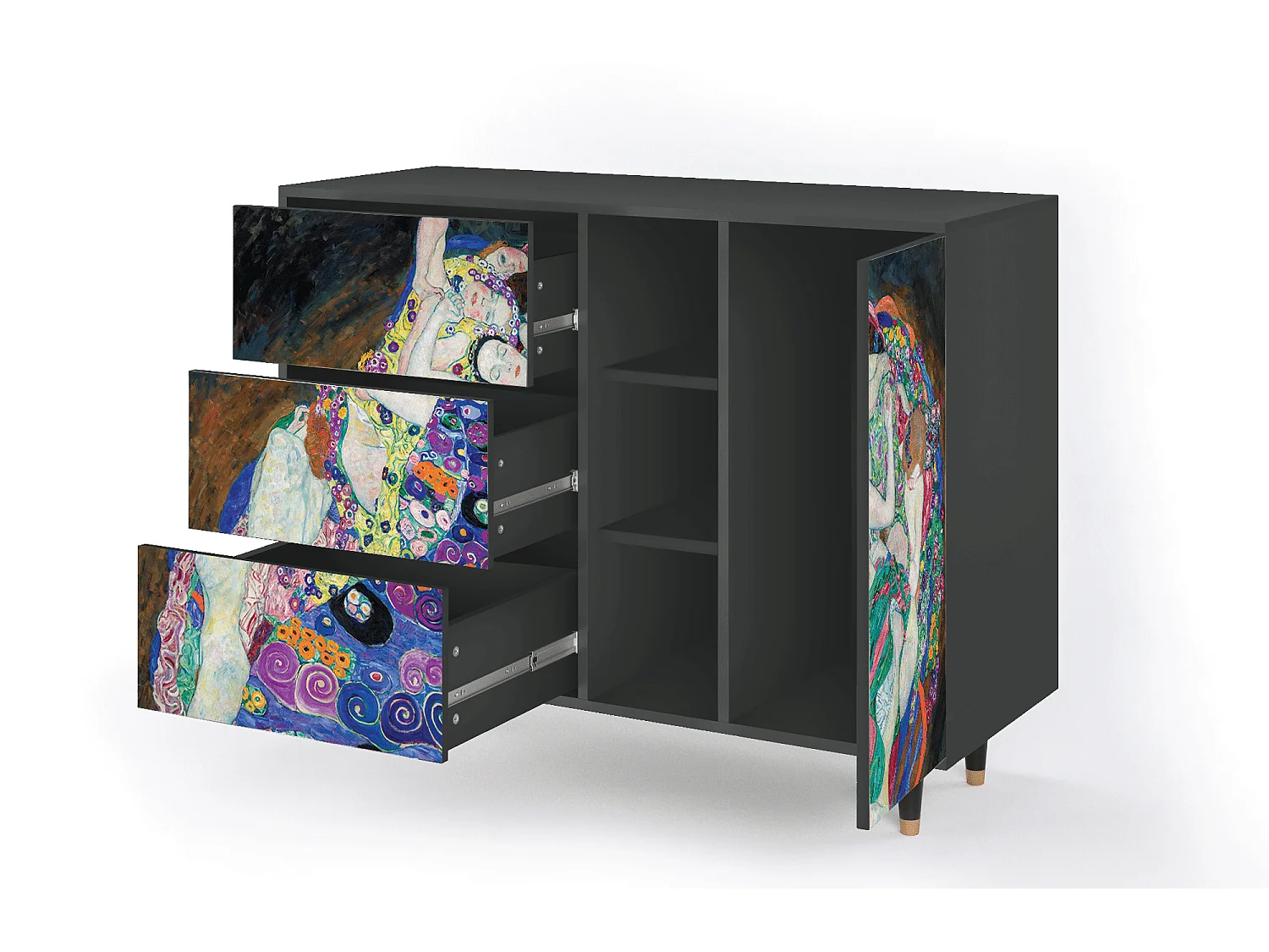 Kredens - 125x98x48 cm - BS2 - The Maiden by Klimt, Antracyt
