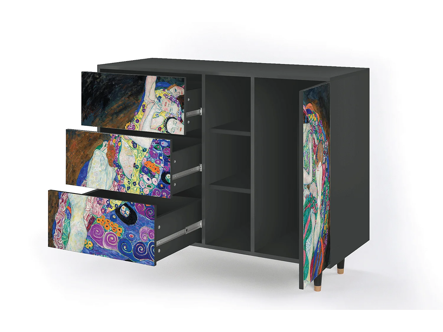 Kredens - 125x98x48 cm - BS2 - The Maiden by Klimt, Antracyt