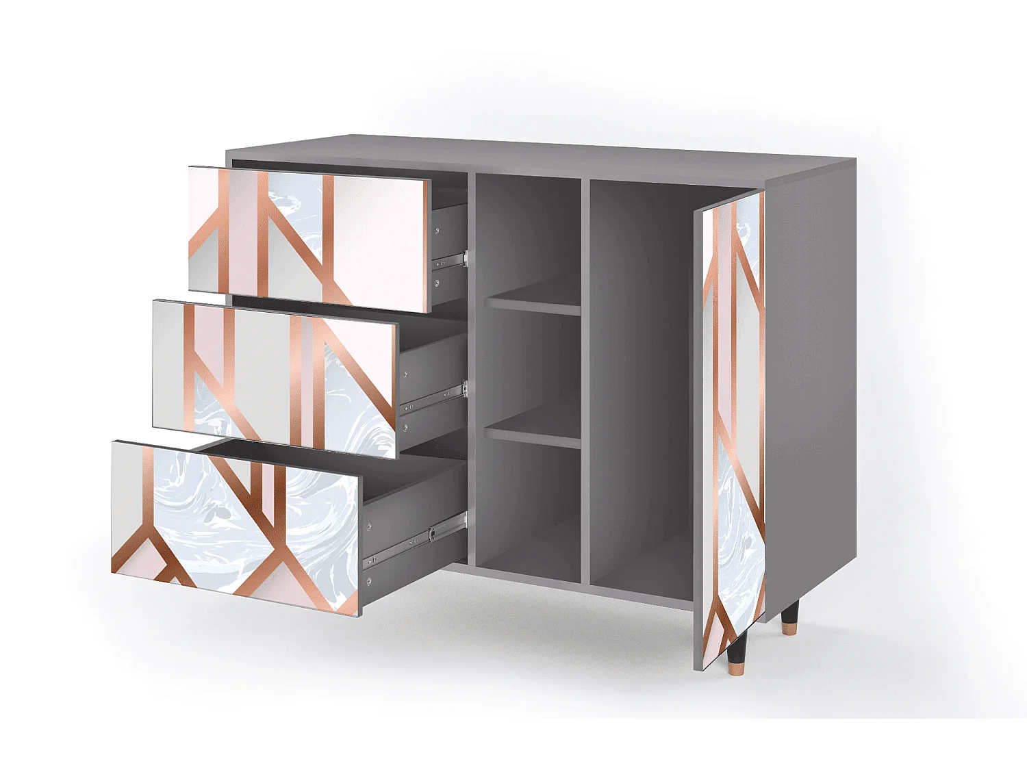 Credenza - 125x98x48 cm - BS2 - Champagne Story, Grigio