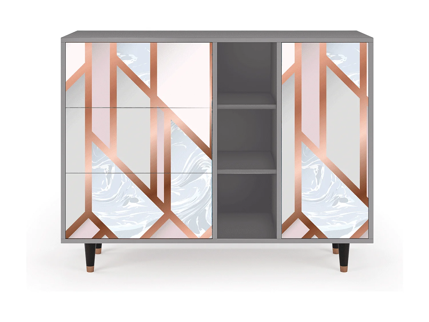 Kredens - 125x98x48 cm - BS2 - Champagne Story, Szary