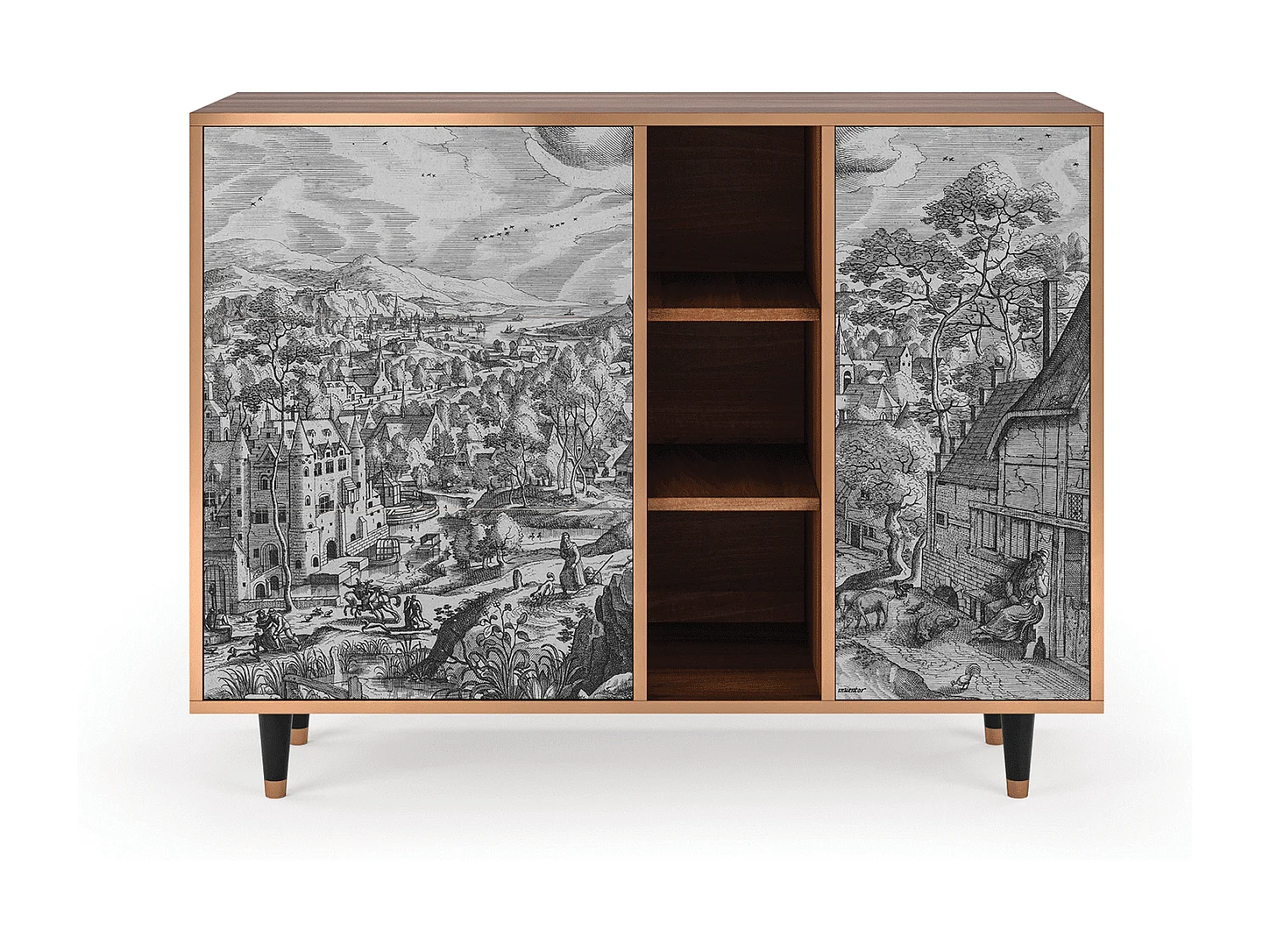 Credenza - 125x98x48 cm - BS2 - Bird Dropping, Noce