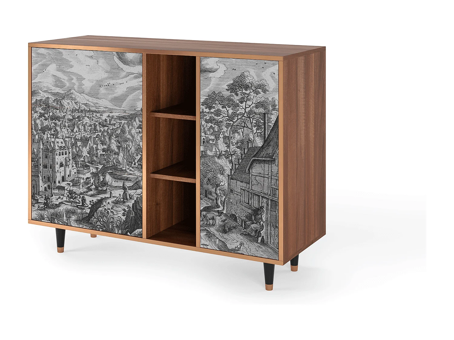 Credenza - 125x98x48 cm - BS2 - Bird Dropping, Noce